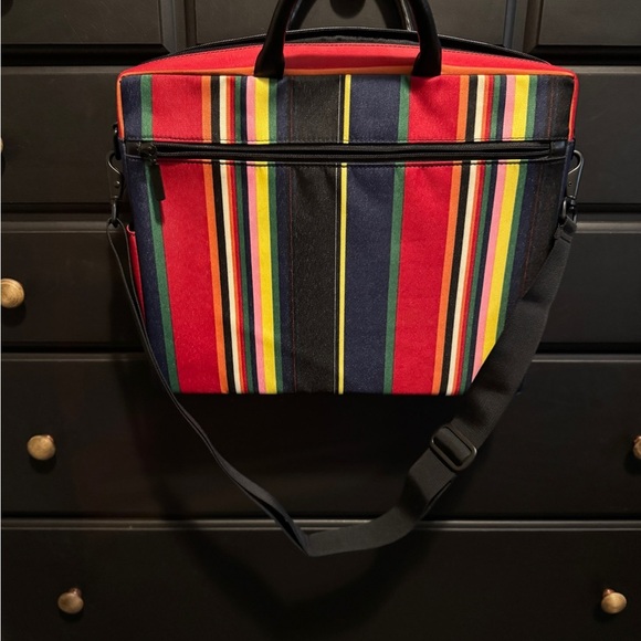 VTG Y2K Padded Cotton Striped Stiff Laptop Bag Side Pocket Colorful NWOT RARE - Picture 5 of 9